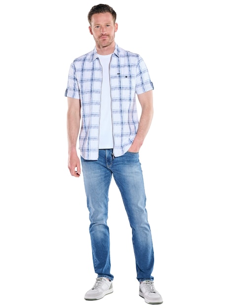 Herren Overshirt mit Reißverschluss , Hellblau