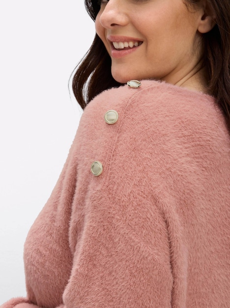 Langarm-Pullover Feinstrickpullover mit U-Boot-Ausschnitt Langarm