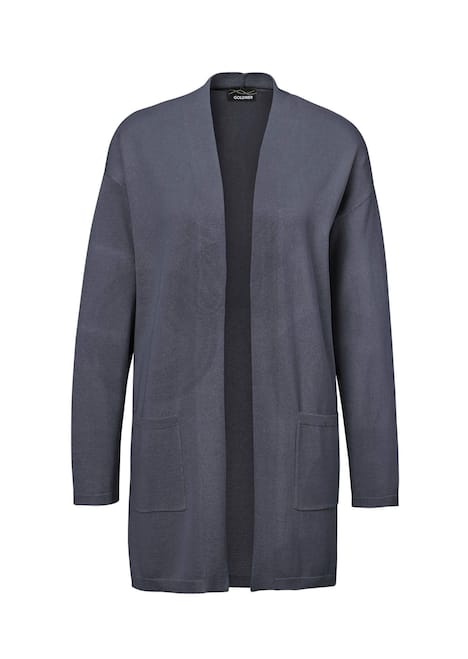 Longstrickjacke mit aufgesetzten Taschen