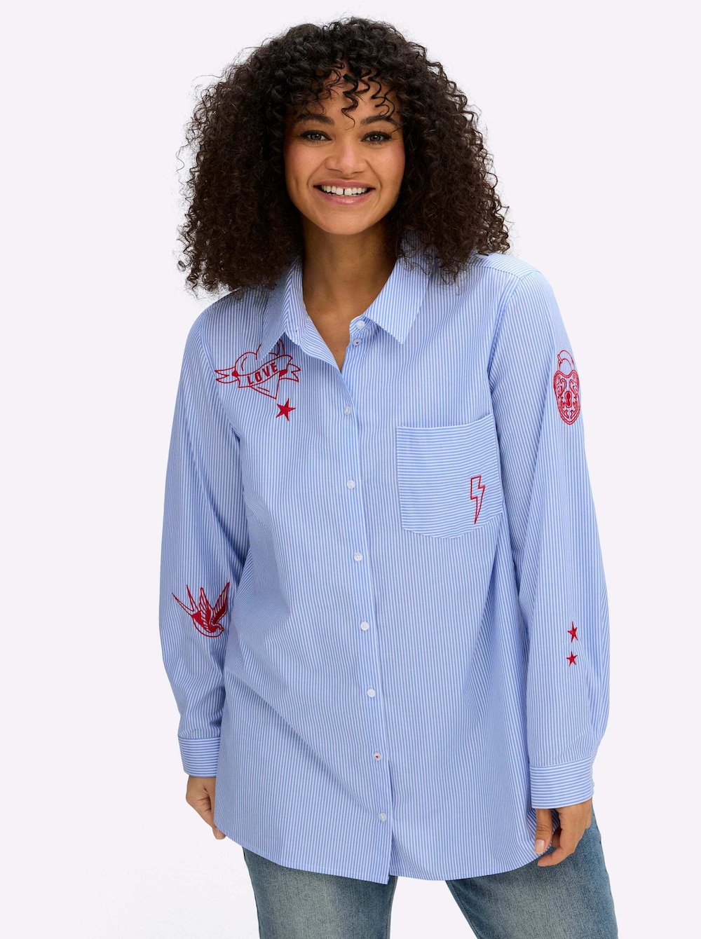 Langarm-Bluse Langarm Hemdkragen