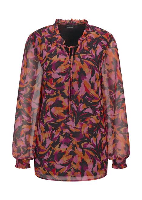 GOLDNER Blouse met print Blouse van chiffon met semi-transparante mouwen