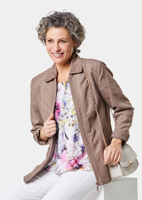 GOLDNER Blazer Blazer van imitatiesuÃ¨de met perforatie