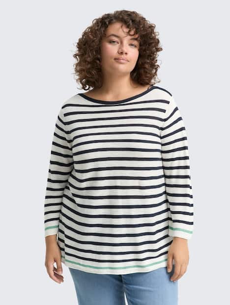 Tom Tailor Women PLUS Pullover & Strickjacken Plus Size - Strickpullover mit Streifenmuster