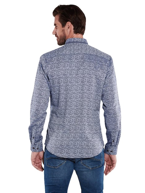 engbers Herren Langarm-Hemd gemustert , Saphirblau