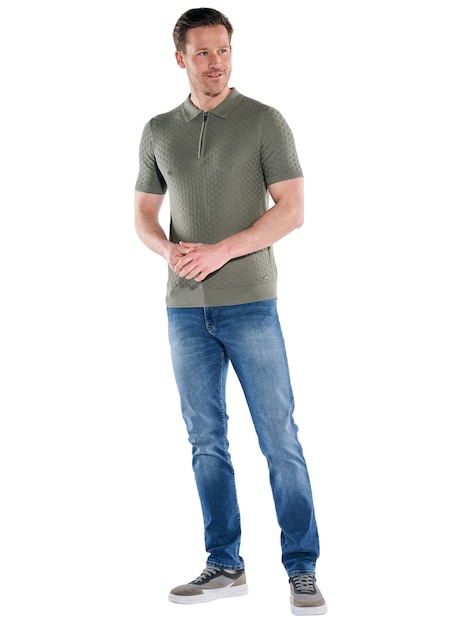 Herren Modisches Strick-Poloshirt mit Zipper , Dunkelgruen