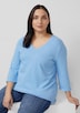 Jersey-T-Shirt mit Flammgarnstruktur und gerundetem Saum
