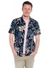 Herren Kurzarmhemd mit floralem Muster , Saphirblau