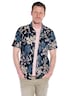 Herren Kurzarmhemd mit floralem Muster , Saphirblau