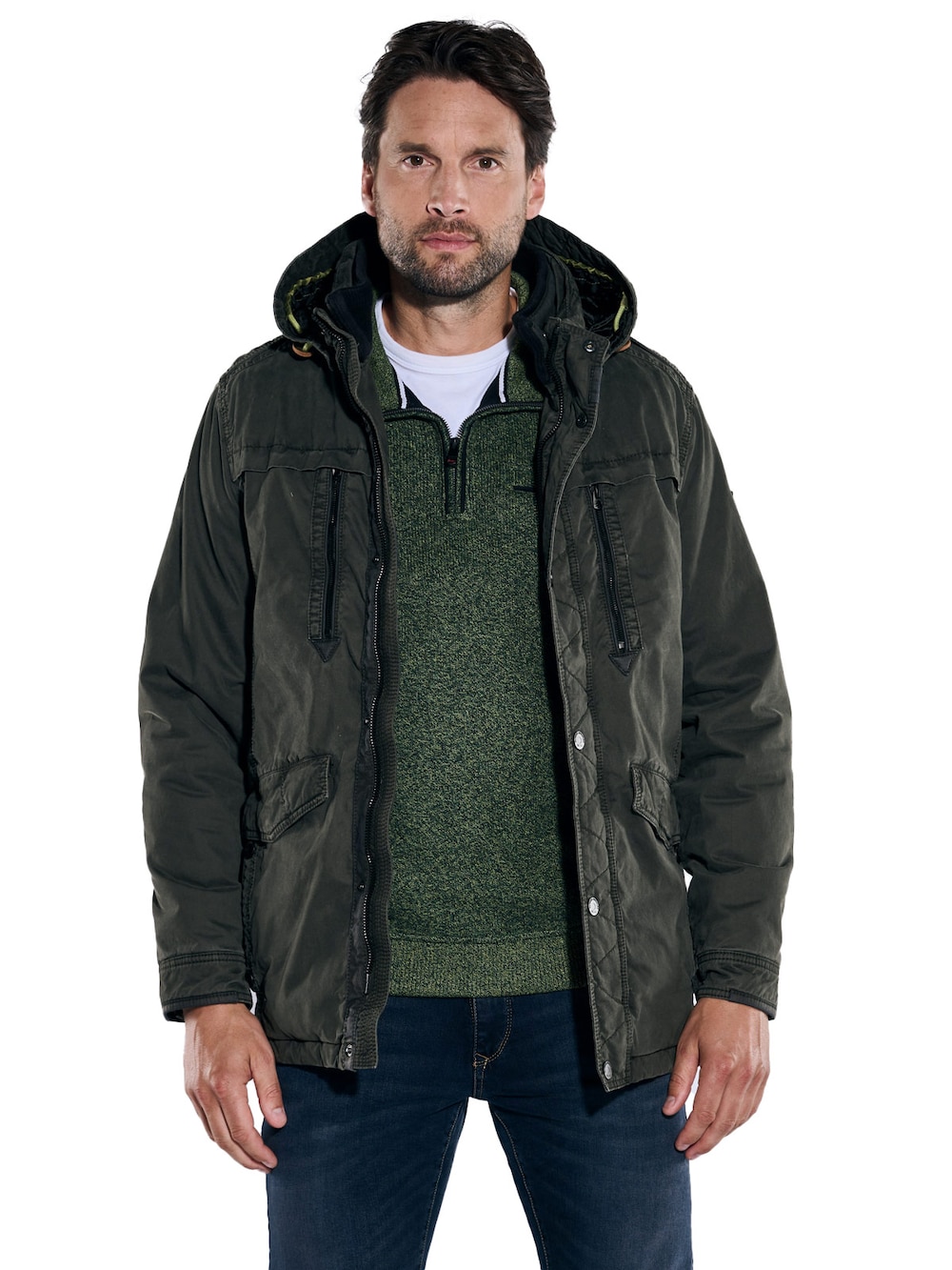 engbers Herren Baumwoll-Jacke regular , Dunkelgruen