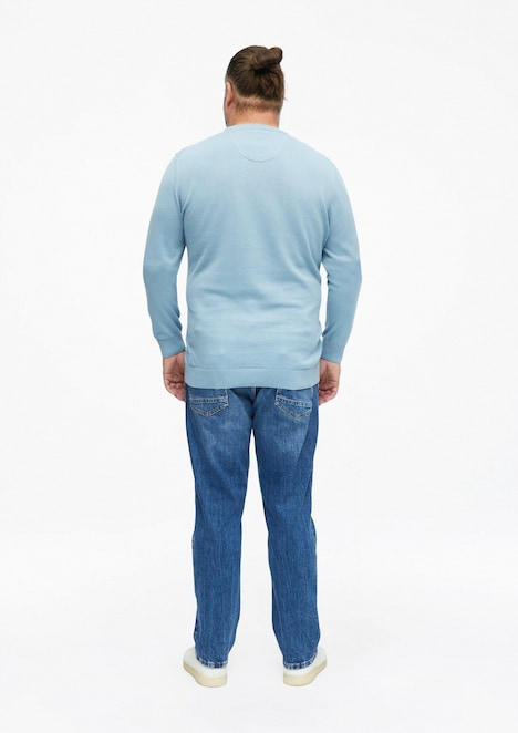 Baumwollpullover mit Logo-Stickerei