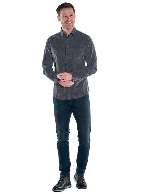 engbers Herren Langarm-Hemd strukturiert , Marineblau