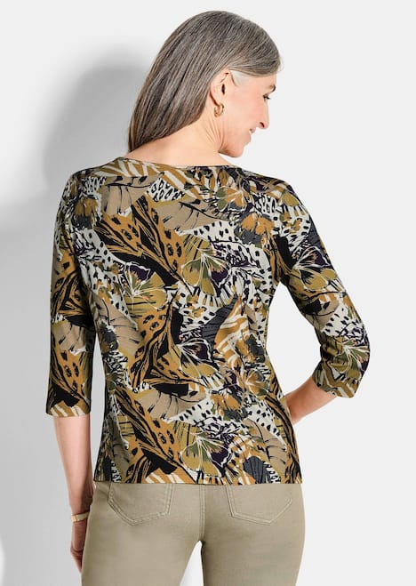 Viskosebluse mit Allover-Leo-Druck