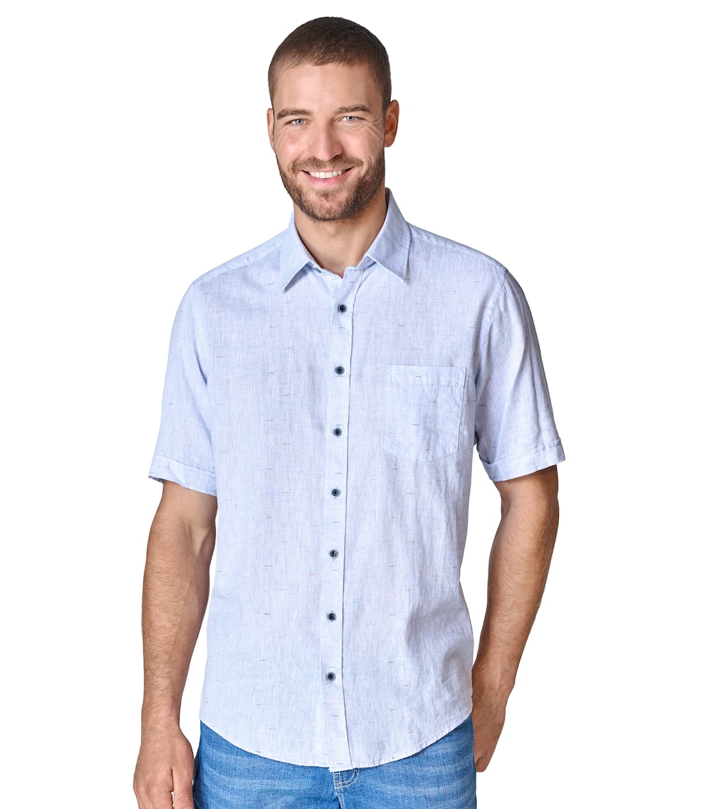 Leinenhemd Kurzarm gestreift Casual Fit