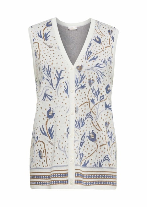 GOLDNER Jacquardvest Verbloemend jacquard tricot vest in hoogwaardige kwaliteit