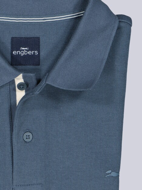 Herren Poloshirt mit Kontraststreifen , Mittelblau