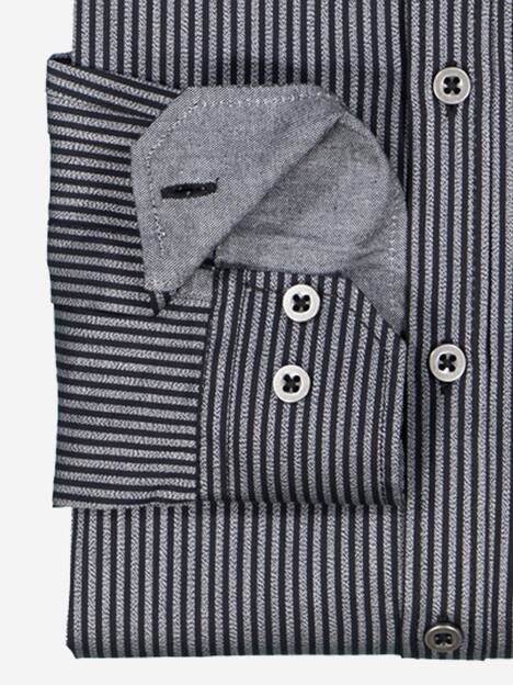 engbers Herren Langarm-Hemd gestreift , Schwarz