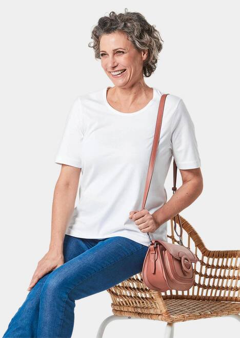 Basic Baumwollshirt mit kurzem Arm