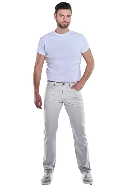 Herren 5-Pocket-Hose regular , Mausgrau