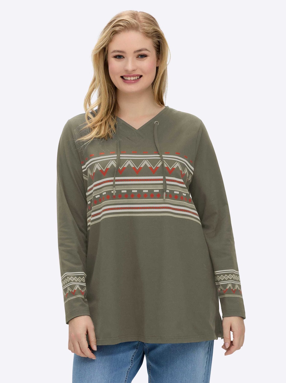 Shirt Langarm Sonstiges Muster Ohne Kragen