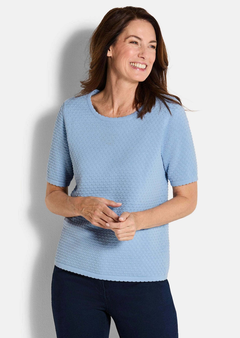 Halbarm-Pullover mit Pünktchenmuster