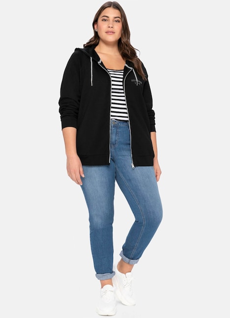 Kapuzensweatjacke Langarm Uni Mit Kapuze