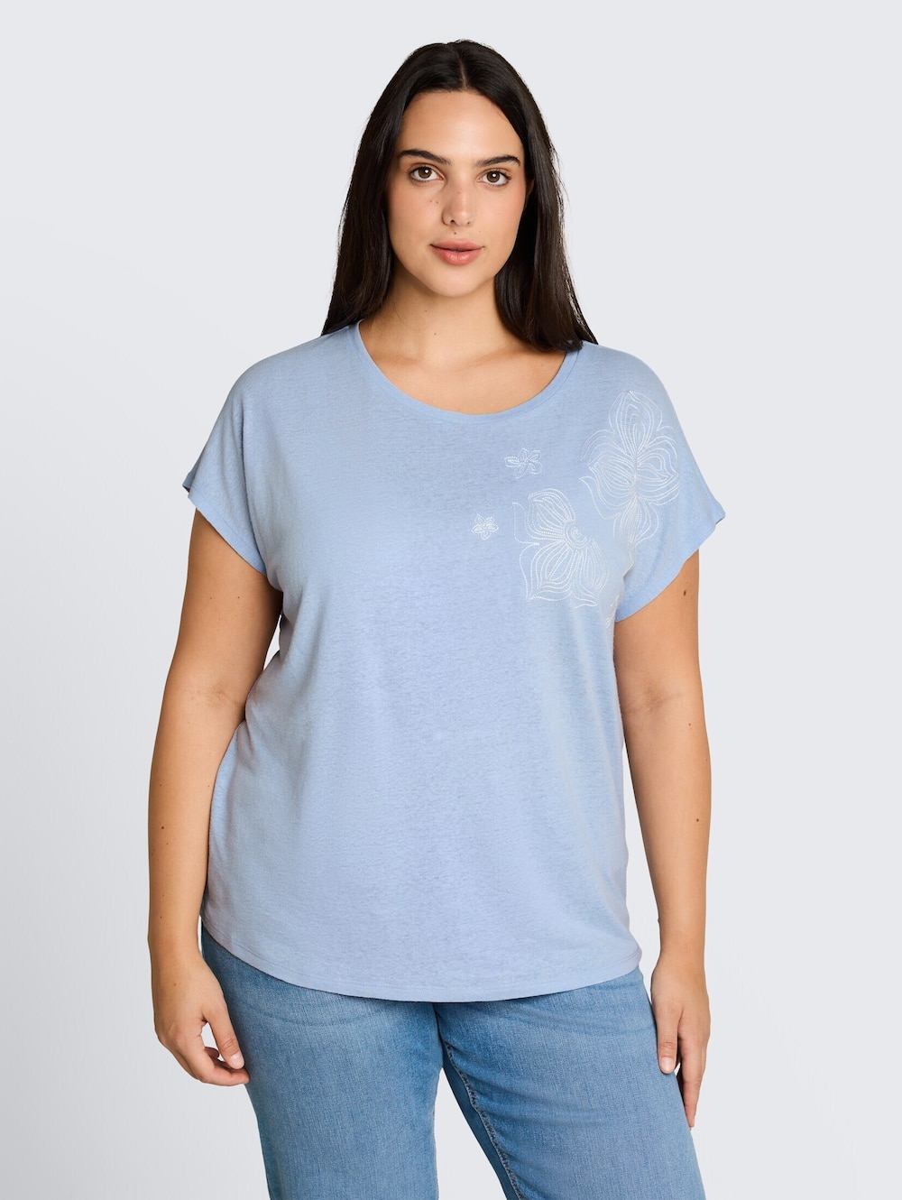T-Shirt mit Leinenanteil