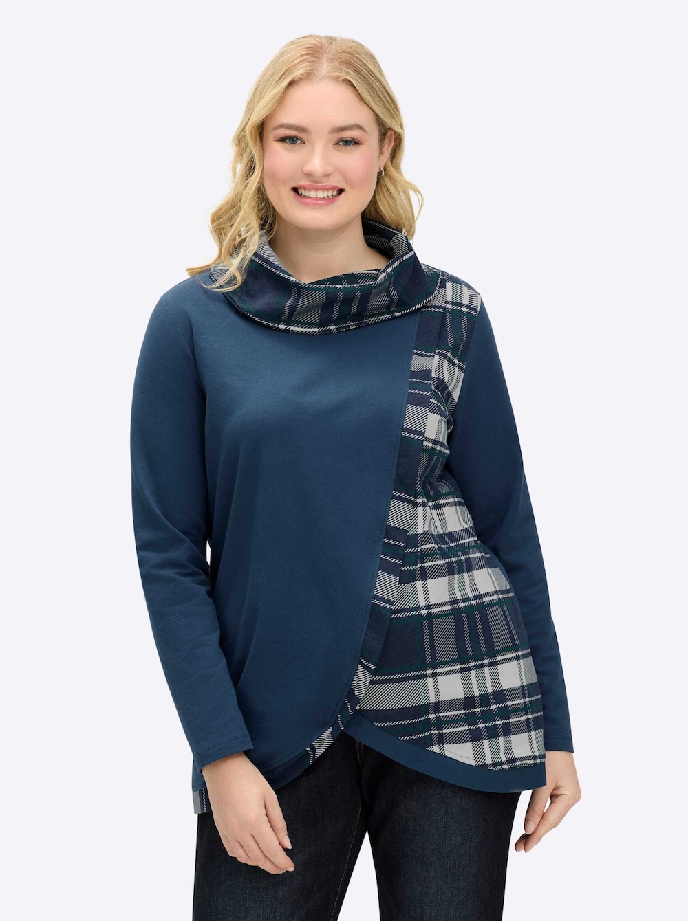 Sweatshirt Langarm Uni Schalkragen