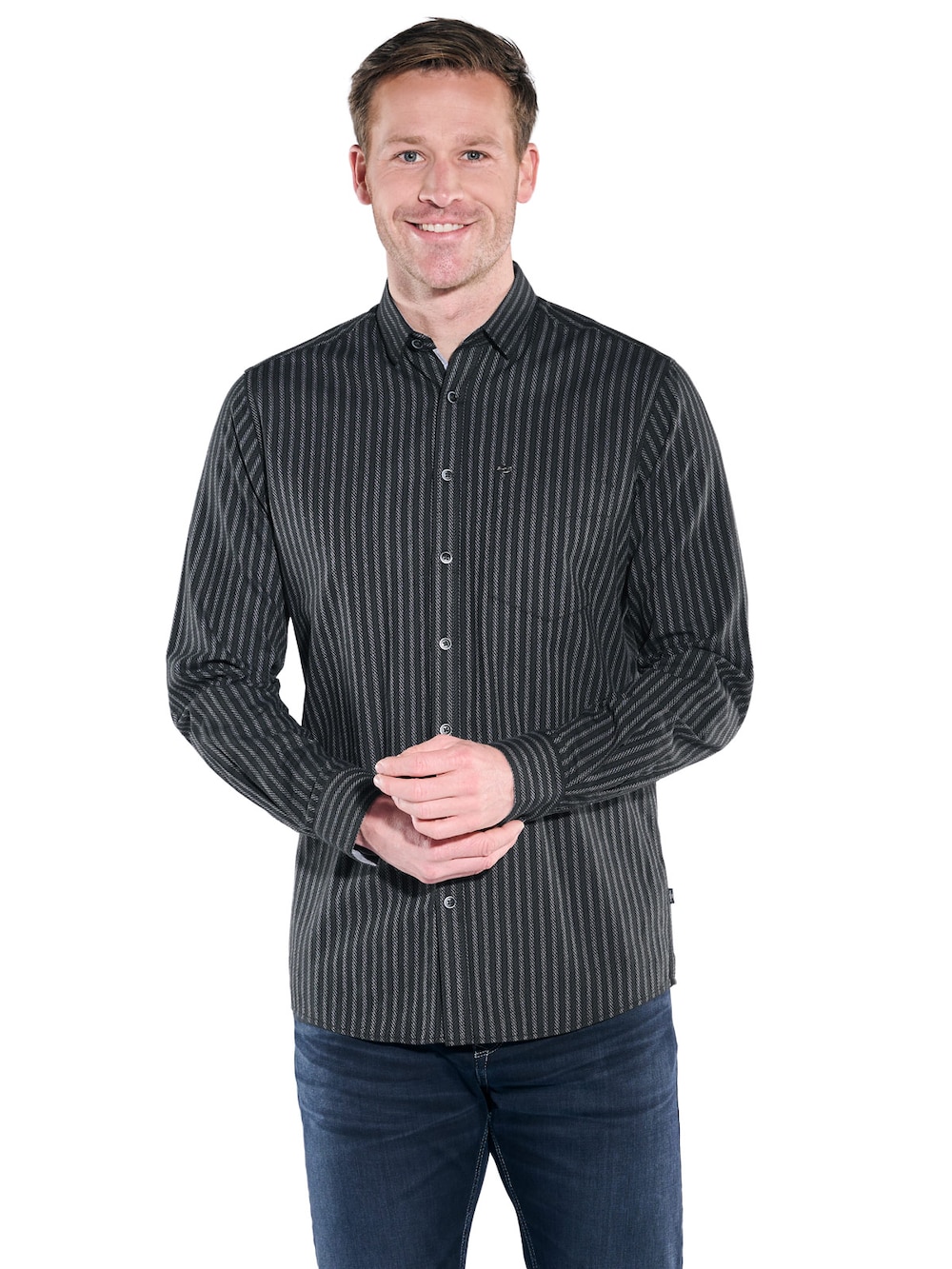 engbers Herren Hemd gemustert , Grau