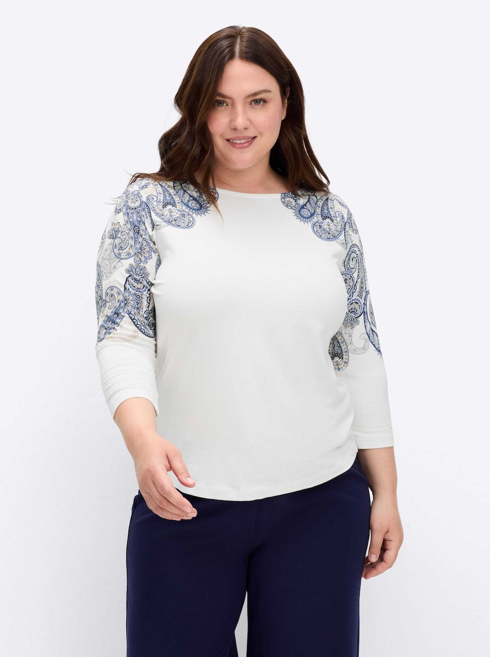 Shirt 3/4-Arm Sonstiges Muster Ohne Kragen