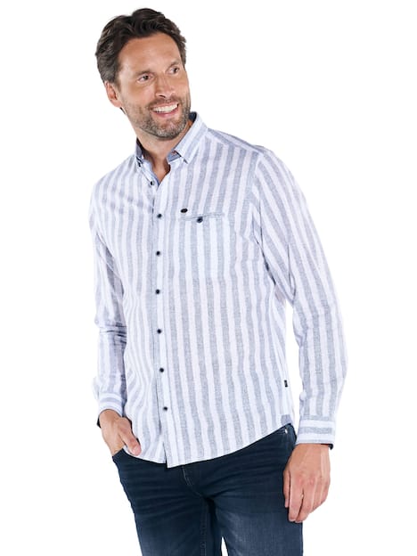 engbers Herren Langarm-Hemd strukturiert , Marineblau