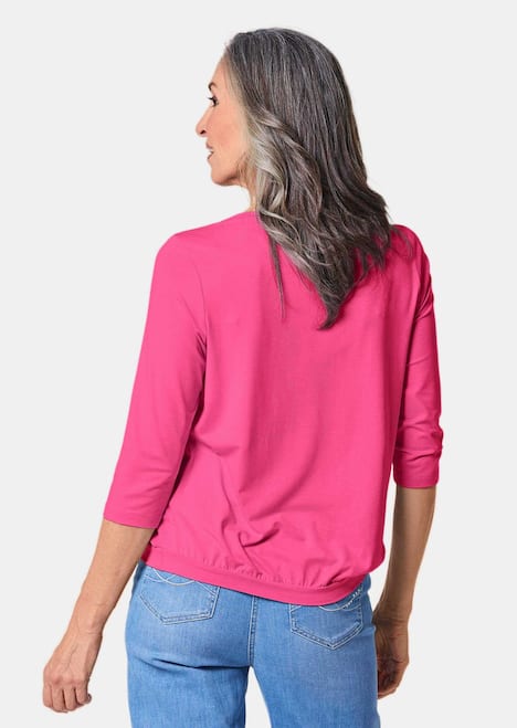 Chiffon-Shirt mit 3/4-Arm, Rundhals