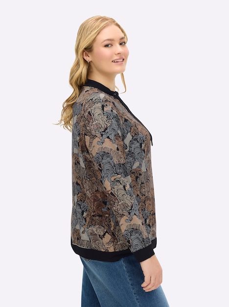 Shirtjacke Langarm Sonstiges Muster Stehkragen