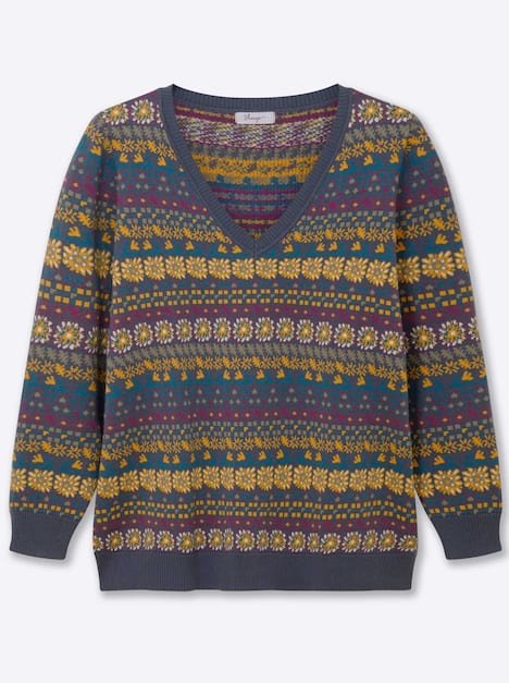 Pullover Langarm Jacquard Sonstiges Muster Ohne Kragen