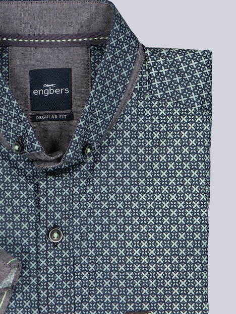 Herren Kurzarmhemd mit Batik-Print und Stretch-Komfort , Hellgruen