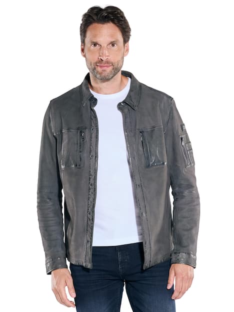engbers Herren Lederjacke aus Nubuk-Leder , Grau