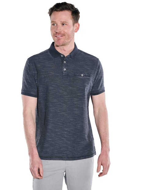Herren Polo-Shirt meliert , Saphirblau