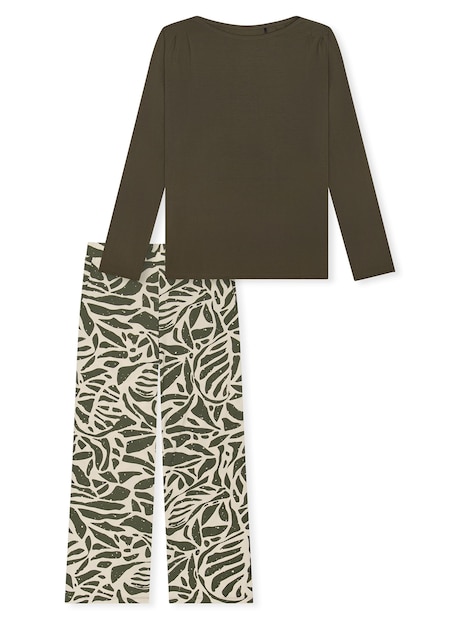 Schiesser Damen Pyjama Selected Premium oliv