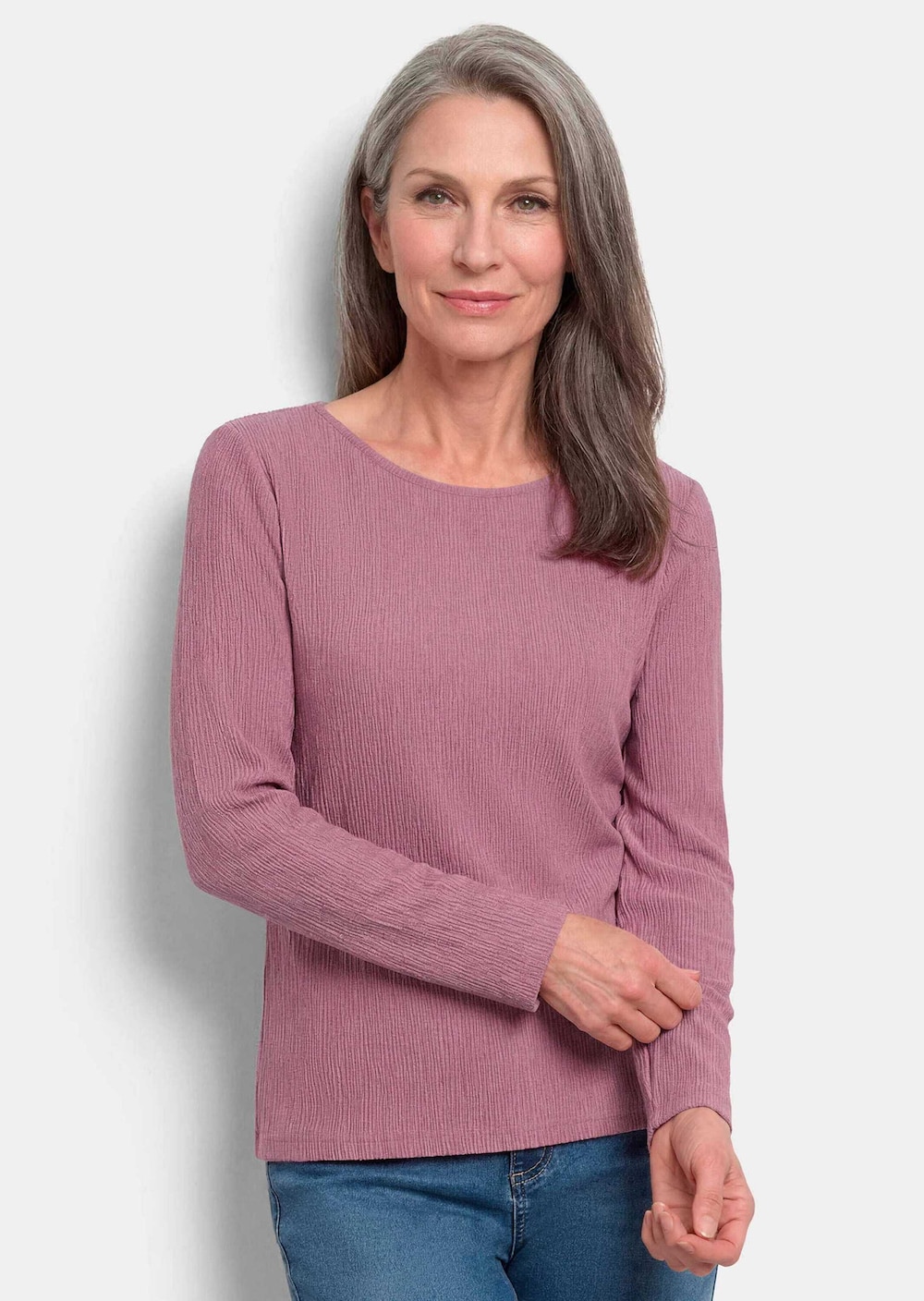 Langarm Melange Jersey-Oberteil