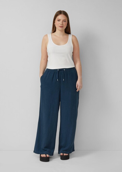 Leinenmix Hose mit weitem Bein