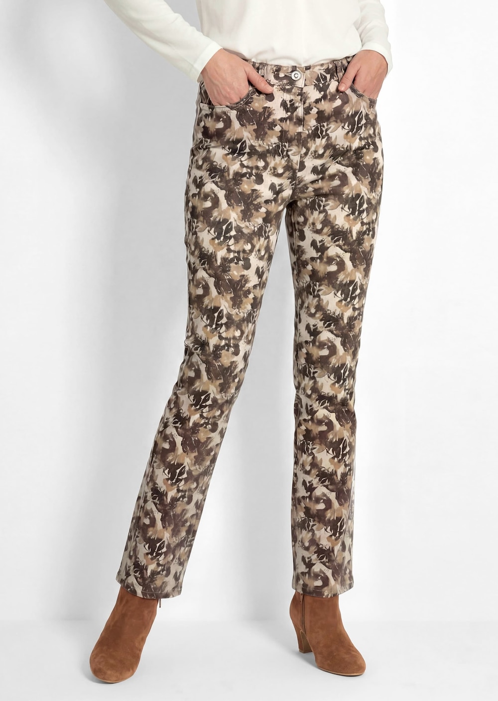 LOUISA-broek met print in jeanslook