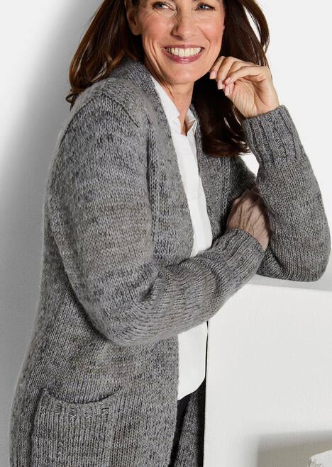 Langarm Melange-Cardigan, flauschig