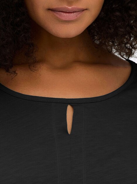 3/4-Arm-Shirt 3/4-Arm-Shirt mit Cut-out vorn 3/4-Arm Uni Ohne Kragen