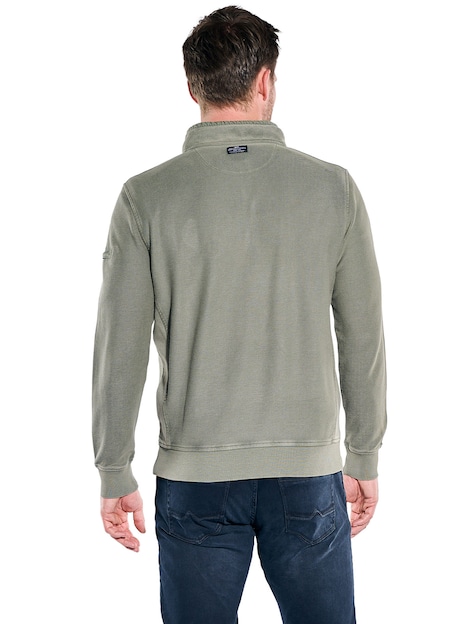 Herren Sweatshirt mit Stehkragen , Dunkelgruen