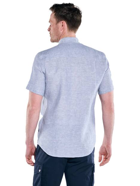 engbers Herren Kurzarm-Hemd aus Leinen , Indigoblau