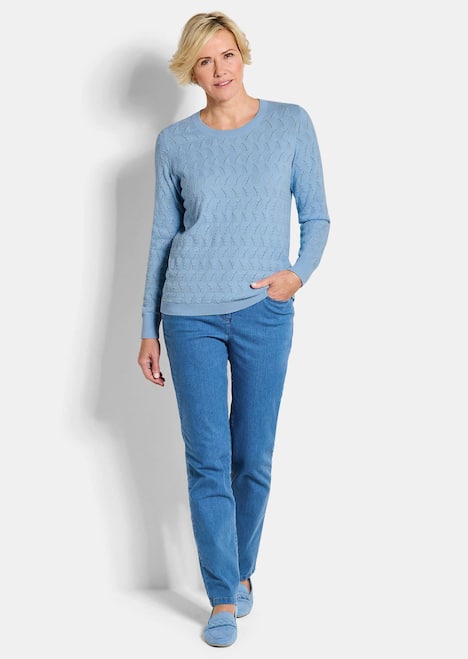 Baumwollpullover mit Zick-Zack-Muster