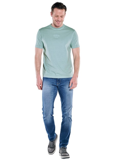 Herren Rundhals T-Shirt , Mittelblau