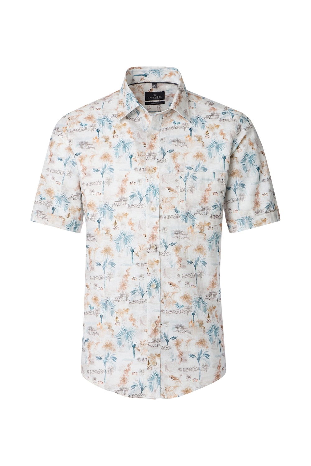Leinenhemd Kurzarm Print Casual Fit