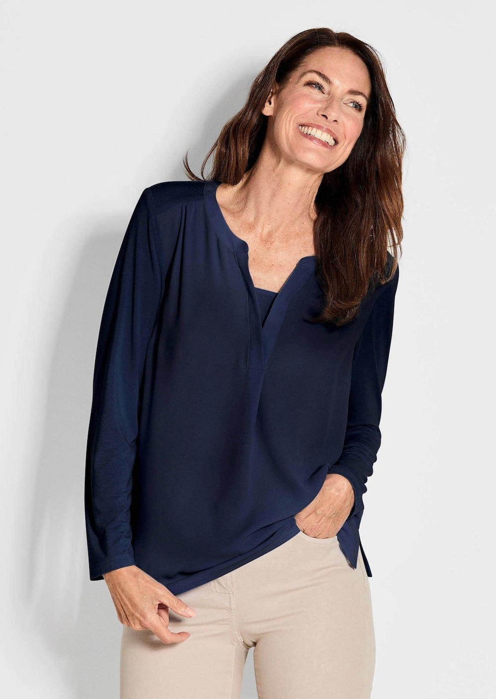 Blusenshirt mit Chiffon-Einsatz