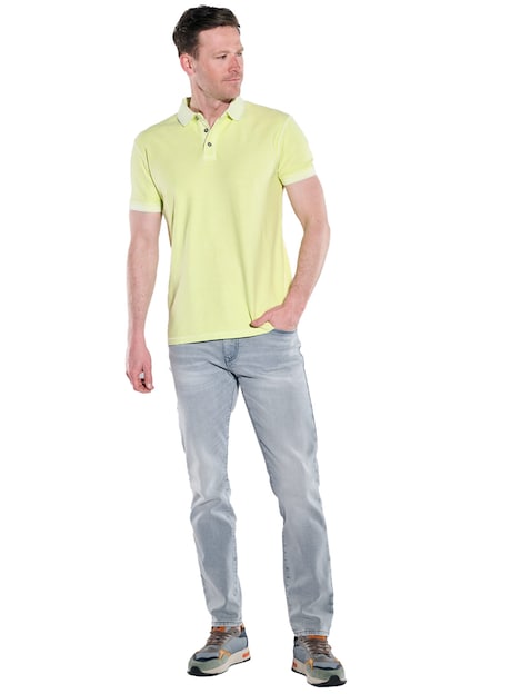 Herren Polo-Shirt strukturiert , Hellgelb