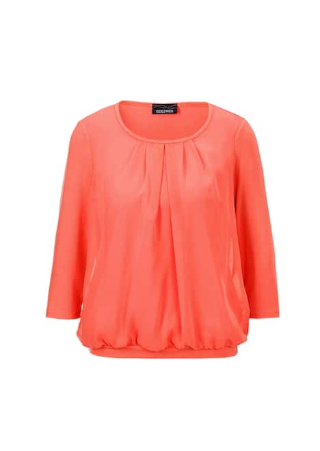 Chiffon-Shirt mit 3/4-Arm, Rundhals